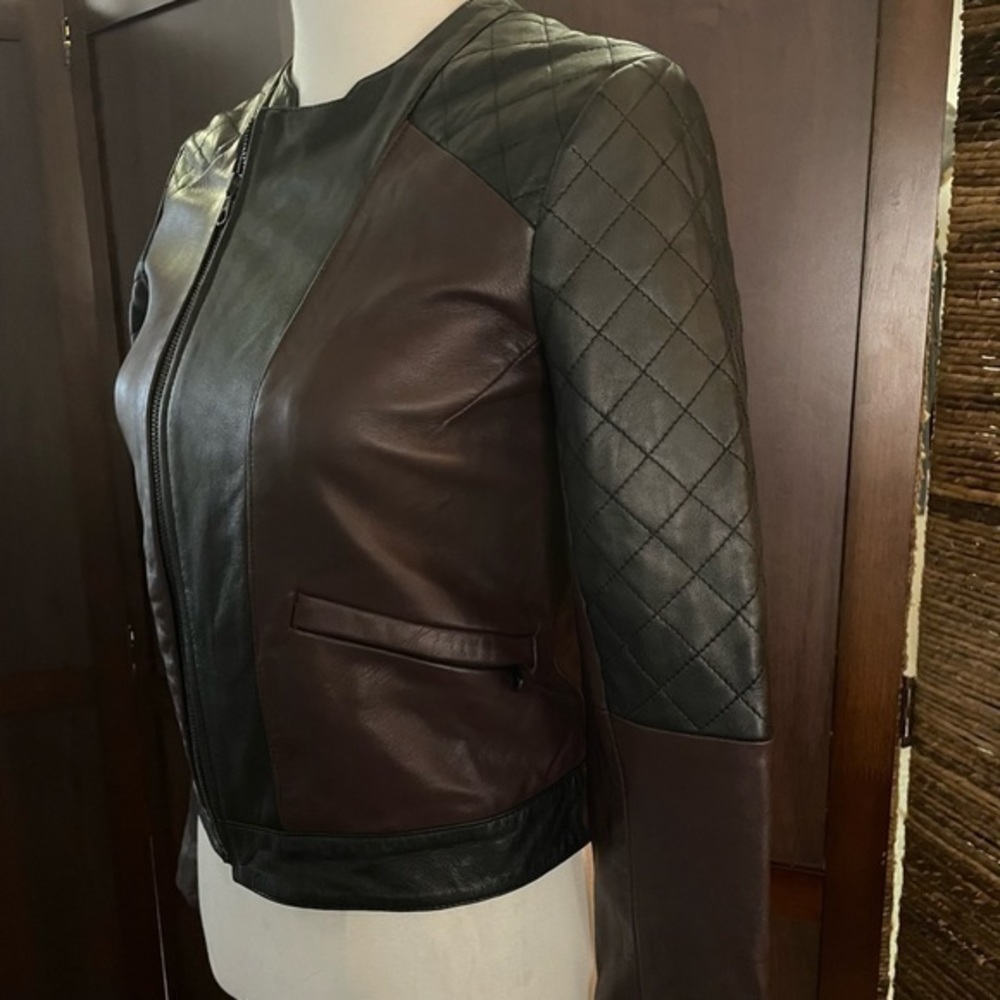 Joe’s Jeans Two-Tone Motorcycle Leather Jacket size‎ small - Picture 5 of 11